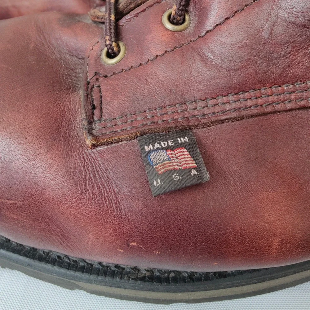 Thorogood USA Leather Work Boots Steel Toe 14 EEE Wide Brown Safety Lace Up EH